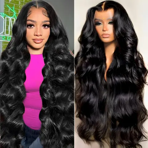 Women's 13x6 HD Lace Front Human Hair Wig - 180% Density Body Wave, Pre-Plucked Natural Color, Glueless Wigs for Natural Look, Human Hair Wigs, Glueless Wigs Human Hair