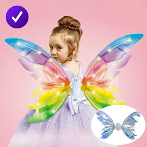 Dreamwing Electric Glowing Butterfly Wings Set, Outdoor Toy Fairy Wings Angel Backpiece Christmas Gift for Kids over 3 Years Old, Light Up Costume