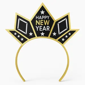 Black, Silver, and Gold "Happy New Year" Tiara Headband