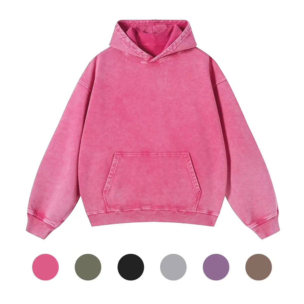 Women's Vintage Acid Wash Hoodie, Lightweight Cotton Blend Pullover, Oversized Casual Streetwear Top with Drop Shoulder