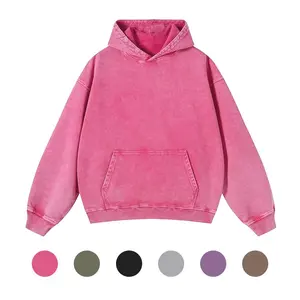 Women's Oversized Acid Wash Polyester Hoodie Pullover - Minimalist Style, Lightweight Fabric, Vintage Loose Fit, Winter Long Sleeve Outfits, Tshirts&Hoodies DG010