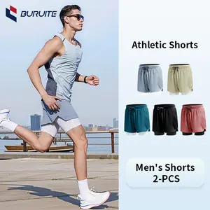 [B2FS]Buruite 2-IN-1 Men's Summer Outdoor Shorts 4 pockets Quick Dry Cargo Casual Work Hiking Shorts