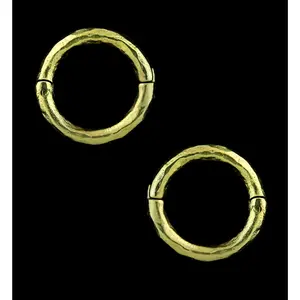 Hammered Hoop Brass Hinged Ear Weights