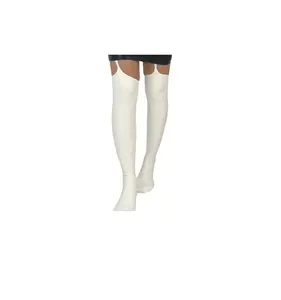 Latex Women White With Steel Ring Knee High Socks Personal Party