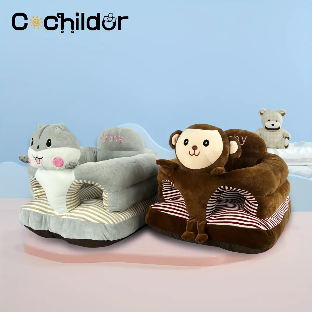 Cochildor Baby Seat learning to sit sofa, suitable for babies to learn to sit and play safely, children's practice sitting, cartoon seat Outdoorfun，de