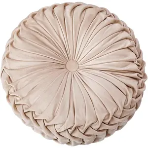 Round  Pillow for Couch Small  Decorative Throw Pillow for Bed Bedroom 13.7" Beige