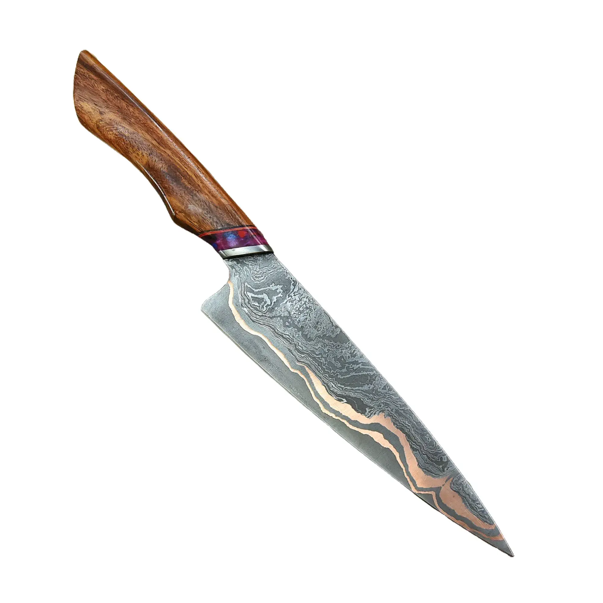 Luxury RARE Copper Damascus Chef Knife - Handmade Kitchen Knife - Copper Blade Chef Knife Unique Steel  Meat Vegetable Bbq