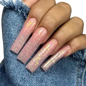 Acrílico en polvo INB “Innocent” – Rosa translúcido con glitter dorado