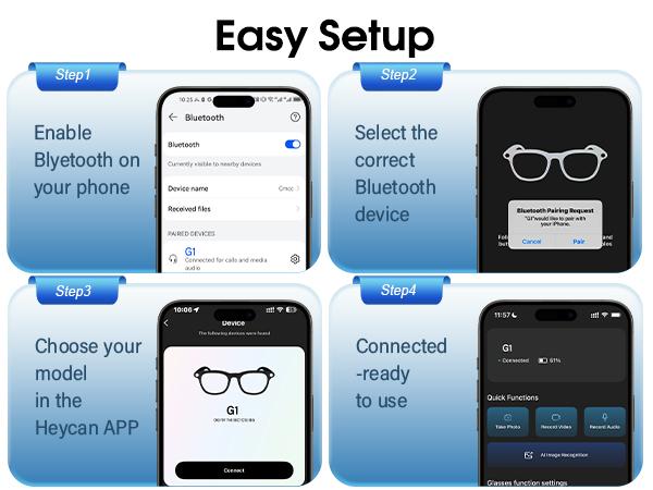 [Spring Deals] Coucur G1 AI 2026 Smart Glasses with Charging Case, 8MP HD Camera Glasses for Men Women, 1200P Video Recording, Open-Ear Bluetooth Glasses for Audio with AI Translation/Voice Control