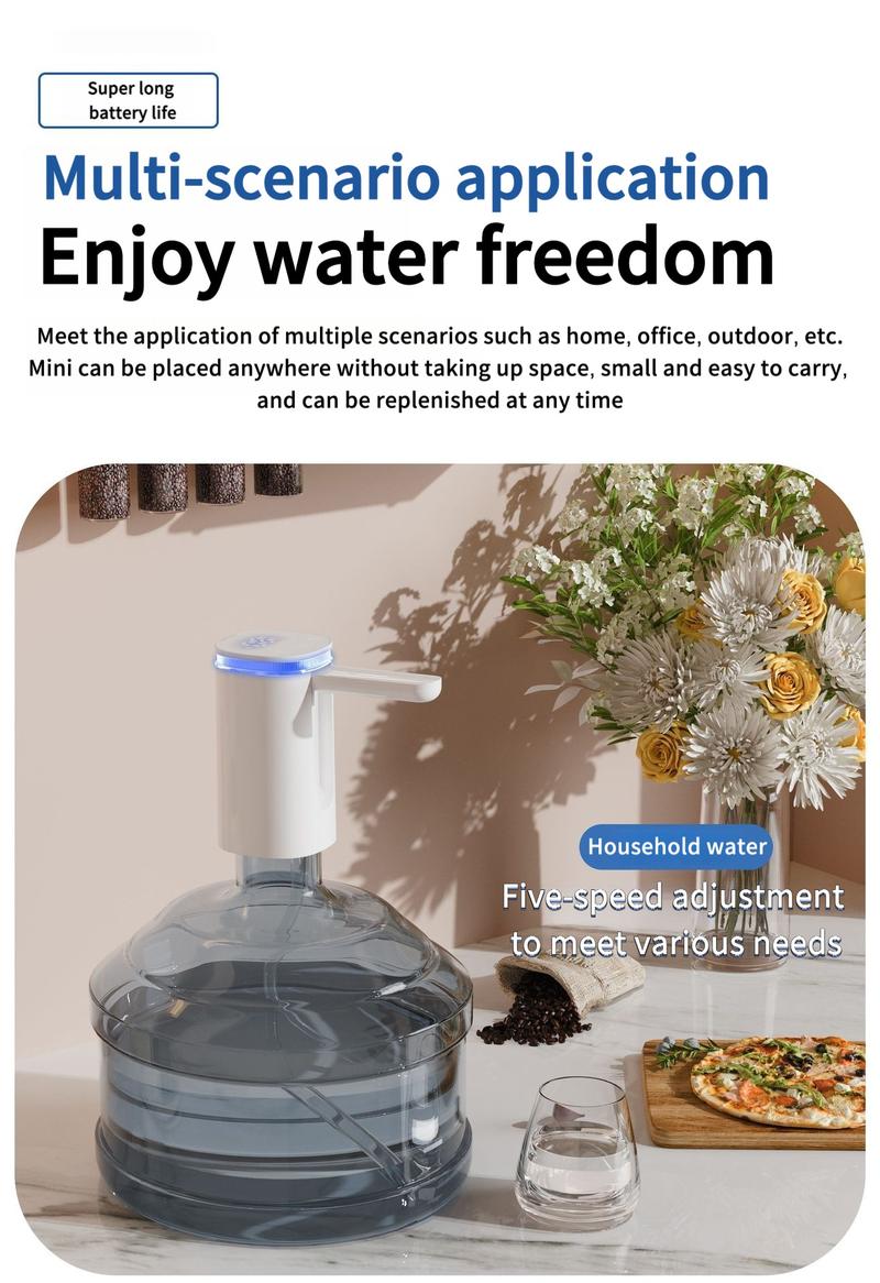 Water Dispenser for 5 Gallon Bottle, Portable USB Charging Electric Water Pump, Drinking Water Jug Pump for Home, Kitchen, Living Room, Office, Camping, Universal for 3-5 Gallon (Black) Water Dispenser for 5 Gallon Bottle, Portable USB Charging Electric Water Pump, Drinking Water Jug Pump for Home, Kitchen, Living Room, Office, Camping, Universal for 3-5 Gallon (Black)