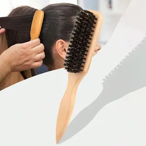 1pcs Boar Bristle Hair and Beard Brush for Men and Women, Fragrance-Free Styling Tool for Thick and Thin Hair, Must-Have for School and Travel, Versatile Hair Combing and Grooming Accessories, Detangling Hairbrush