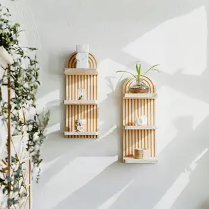 Three-Tier Wooden Wall Shelf in Nordic Style - Ideal for Hanging Plants And Organizing Storage in Living Rooms, Bedrooms, Kitchens, Or Balconies, Perfect for Small Spaces And Rustic Decoration, Great Gift for Compact Apartments