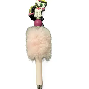 Beaded Pen with Unique Cartoon Design and Fluffy Pink Tip for Personalized Writing