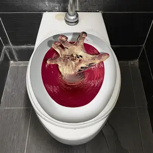 Halloween Toilet Sticker, Horror Hand Emerging From Blood Basin, Perfect for Halloween Decor, Party, Toilet Lid, Tank, Bathroom Decoration