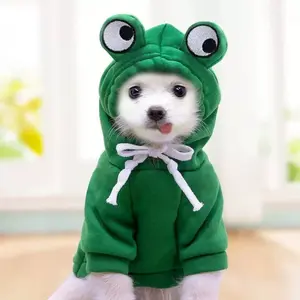 Pet Dog, Puppy and Cat Hoodie with Hood for Fall and Winter, Warm Fleece Frog Costume, Cute and Funny Animal Apparel, Clothing