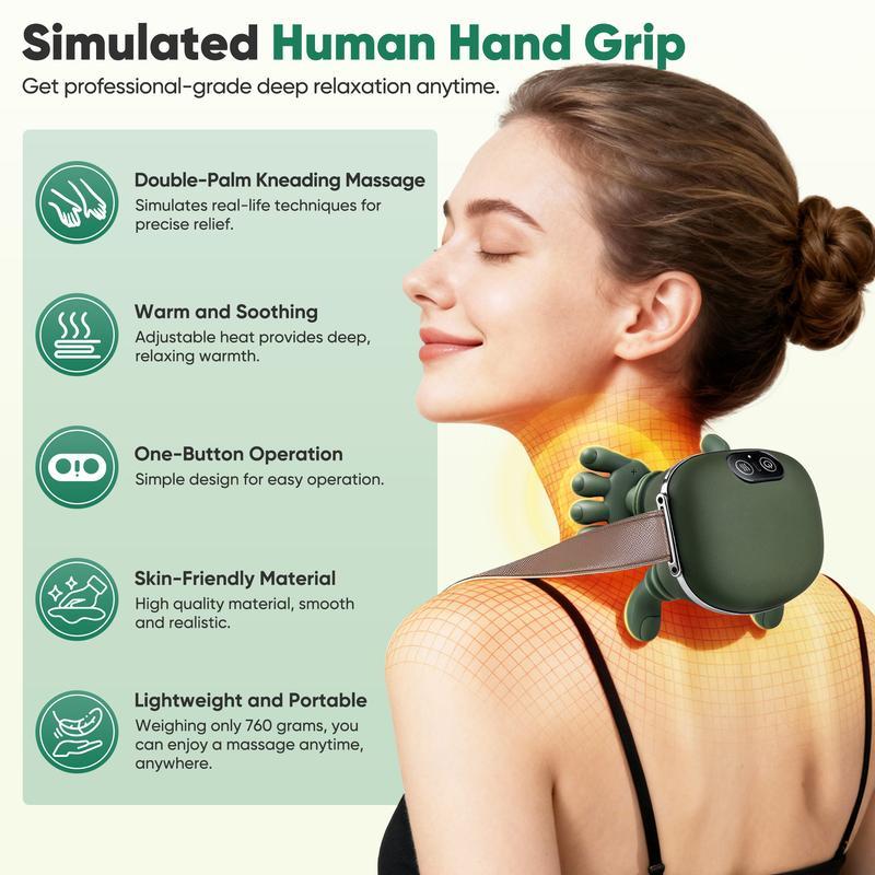 Bioheating Massage Instrument,Shoulder Neck Electric Acupressure Master,Wireless Portable Design, 3D Deep Tissue Pillow, 3 Speed Settings