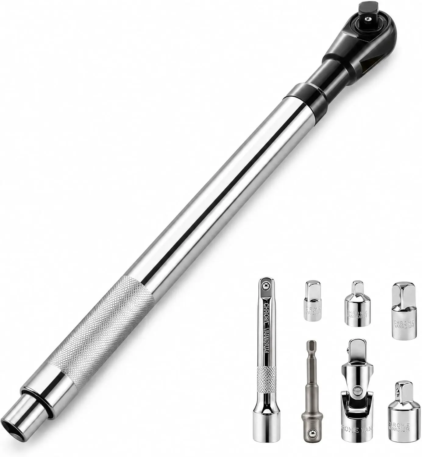 1/2" Offset Extension Wrench Impact，Ratchet Extender for Tight Spaces，Electric with Versatile 3/8", 1/4" Square Drive Adapters，Right Angle Impact Wrench Extender for Drill