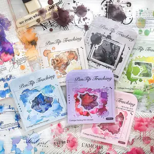 Watercolor Stamp Sticker, 30 Sheets/bag PET Cutting Die Stamp Sticker, Scrapbooking & Journal Making Material Paper, Stickers Kit Gift Decorative Material, Sticker Packs