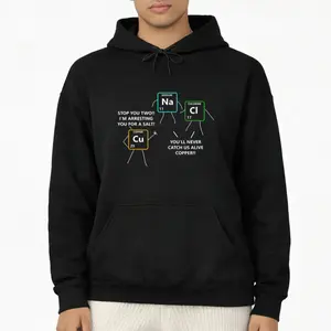 Long Sleeve Chemistry Pun Hoodie – Salt and Copper Elements Periodic Table Police