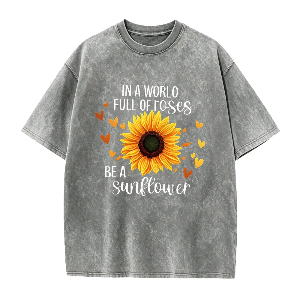 New Arrival Small Version Sunflower Print T-Shirt
