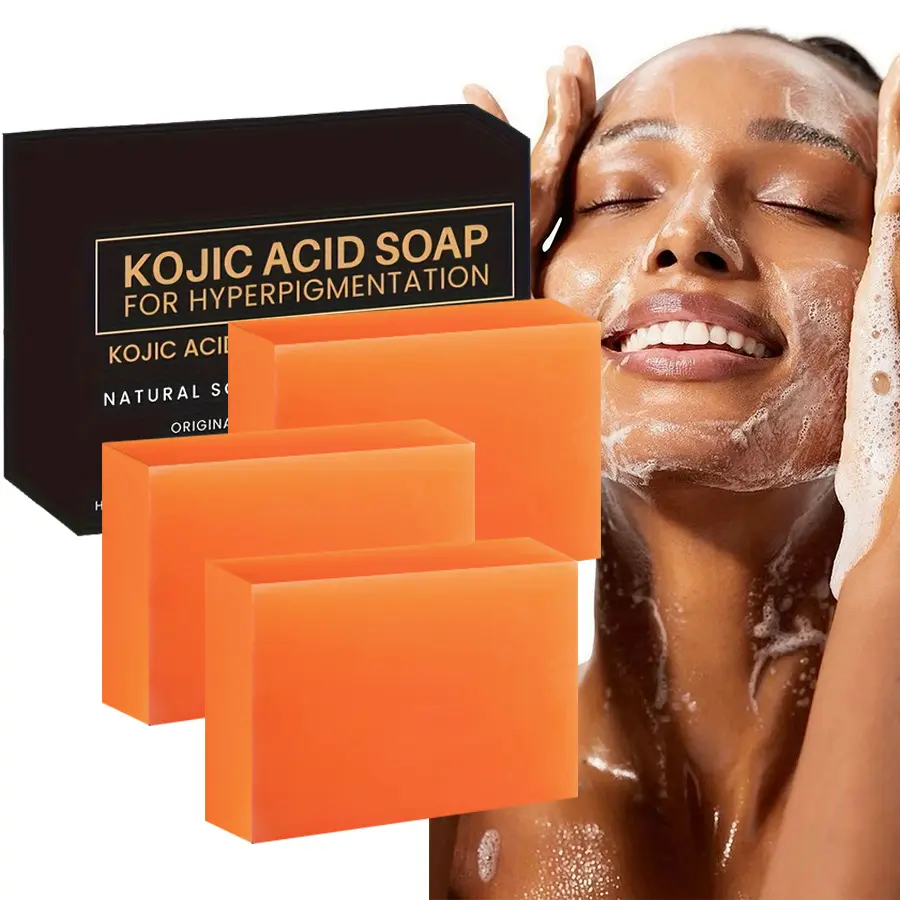 3 pieces of 100g kojic acid cleansing soap with glycerin, Hyaluronic, Shea,  Glutathione, deep cleanses body