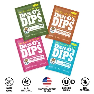 Dan-O's Dips Variety Pack - 4 Pack - Dill, French Onion, Ranch, and Mexi-Ranch (1 oz each)