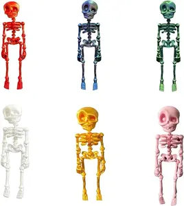 Poseable Skeleton Fridge Magnets 3D Printed Articulated Movable Joints Funny Goth Skull Refrigerator Magnets for Halloween Decor Unique Gift for Halloween Christmas Office Locker Kitchen Decor Decoration - White
