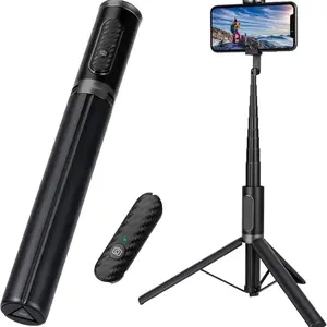 60” Selfie Stick Tripod with Rechargeable Bluetooth Remote, Compatible with iPhone, Samsung, Google, Sony and More (4.7-7 inch Smartphones)