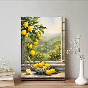 [UNFRAMED POSTER] Vintage lemon tree Amalfi coast decoration yellow lemons modern home decor lemon fruit retro art fruit canvas wall art citrus still life mural for kitchen
