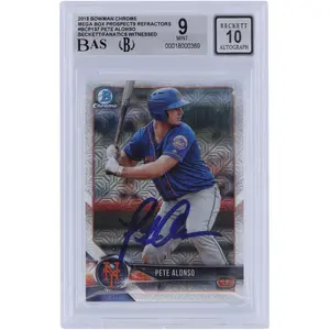 Pete Alonso New York Mets Autographed 2018 Bowman Chrome Prospects Mega Box Refractor #BCP137 Beckett Fanatics Witnessed Authenticated 9/10 Card - Fanatics Authentic Certified