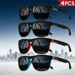 Polarized Square Sports Sunglasses for Men & Women 4 Pack UV400 Lightweight Outdoor Eyewear 100% UV Protection Polycarbonate Frame