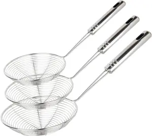 Spider Strainer Set of 3 Asian Strainer Ladle Stainless Steel Wire Skimmer Spoon with Handle for Kitchen Frying Food, Pasta, Spaghetti, Noodle-30.5Cm, 32Cm, 35Cm Swify