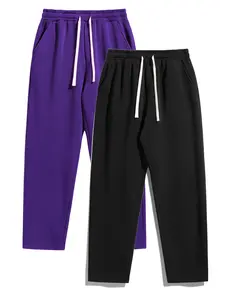 Men's Solid Thermal Lined Drawstring Waist Pants, Casual Comfy Straight Leg Trousers for Fall & Winter, Men's Bottoms for Daily Wear