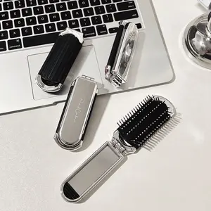 Foldable comb, portable air cushion comb, pocket comb, 2-in-1 comb with mirror, small comb, airbag comb, mini massage all-in-one