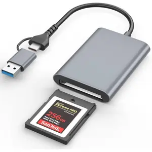CFexpress Type B Card Reader with USB 3.2 (Gen 2) 10Gbps, USB-C&USB-A 2-in-1 CF Express Type-B Card Adapter, Compatible with Windows//Linux/Android, for  16/15, Laptops, Tablets