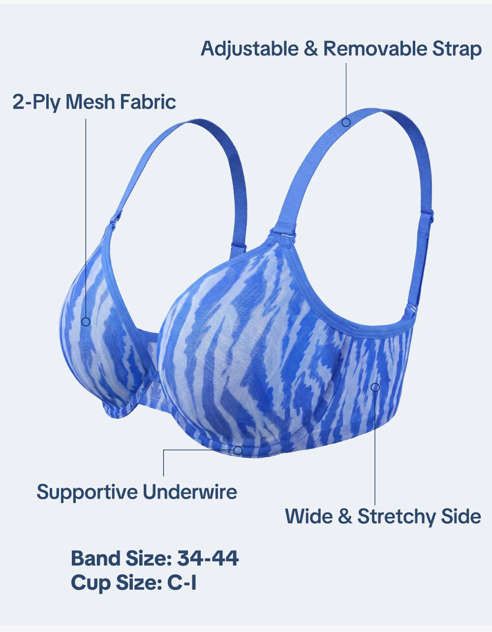 HSIA Zebra & Leopard Wild Print Curvy Plus Size Halter Top Bra Breathable SoftMesh No Padding Underwire Women Bra