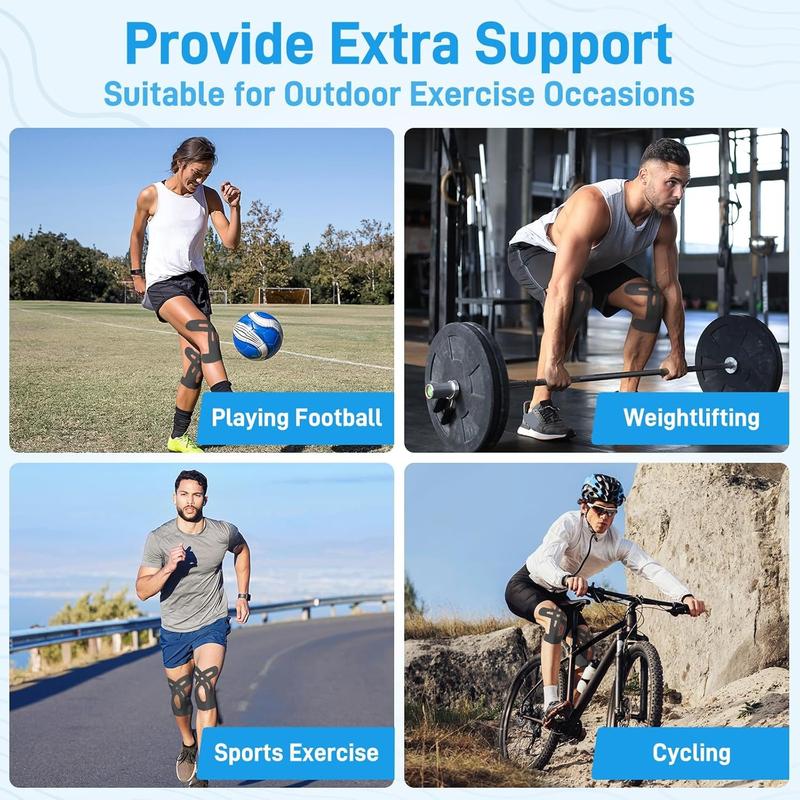 20 Pcs Precut Kinesiology Tape for Knees – Elastic, Waterproof & Breathable Knee Support for Pain Relief, Muscle & Joint Stability, Athletic Sports Tape