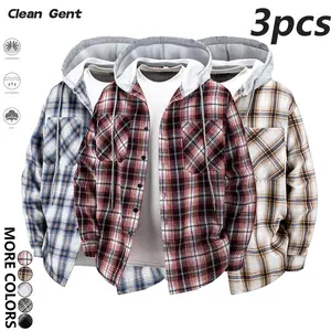 Clean Gent Men's Plaid Baseball Cap Jacket Street Style Casual Long Sleeve Soft Fabric Spring And Autumn Coat For Men Fashion Classic