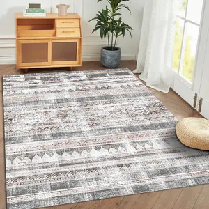 Boho Style Geometric Pattern Rug, 1 Count Non-slip Washable Floor Carpet, Decorative Area Rug for Home Living Room Bedroom Kitchen Entrance