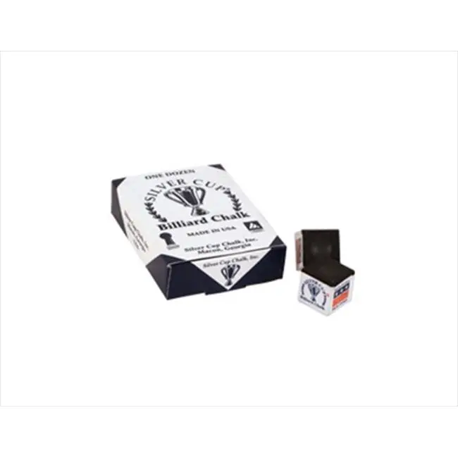 Billiards & Snooker Chalk, Silver Cup Pool Sports Accessory - 12 Pieces Box Pack, 0.5 lbs Black Chalk for Billiards Games
