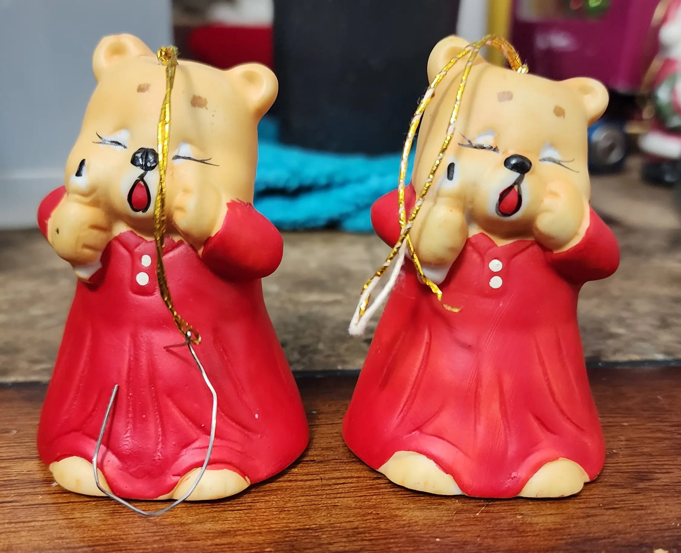 Sleepy Bears Bell - Ceramic Bear Design Ornament for Tree or Table Top Decoration Bear Safe Material Fun Practical Item