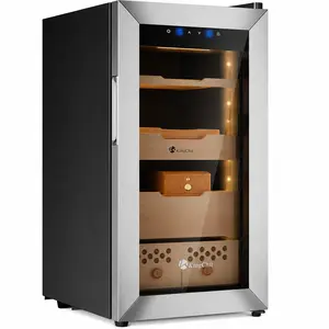KingChii 50L Electric Temperature & Humidity Control Storage Cabinet with Built-in Humidification System, Spanish Cedar Wood Shelves, Drawer & Hygrometer