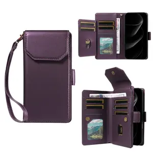 For Samsung A10 A12 A13 A14 A15 A16 A21S A32 A33 A34 A35 A36 Multi Color Fashion Leather Sleeve PU Leather Flip Cover, Kickstand Folio With Long Lanyard for Girls Women Lady anti theft phone case