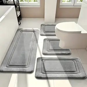 4-Piece Set Super Absorbent Bath Mats, Non-Slip Bathroom Rugs, Ultra Soft Comfortable Luxury Bath Towels for Bathtub Shower Room Decor, Bathroom Decorative Mat, Bathroom Accessory, Home Goods