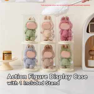 Plush Pendants Storage Display Jar with Doll Support Stand, Large Size Stackable Box, Suitable for Handmade Labubu Dolls & Trendy Toy Collection