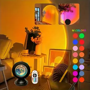 Sunset Projection Lamp with Remote Control, Multi-Color LED Light, Room Ambiance Lighting, Holiday Gift, Photography Aid, Indoor Decor