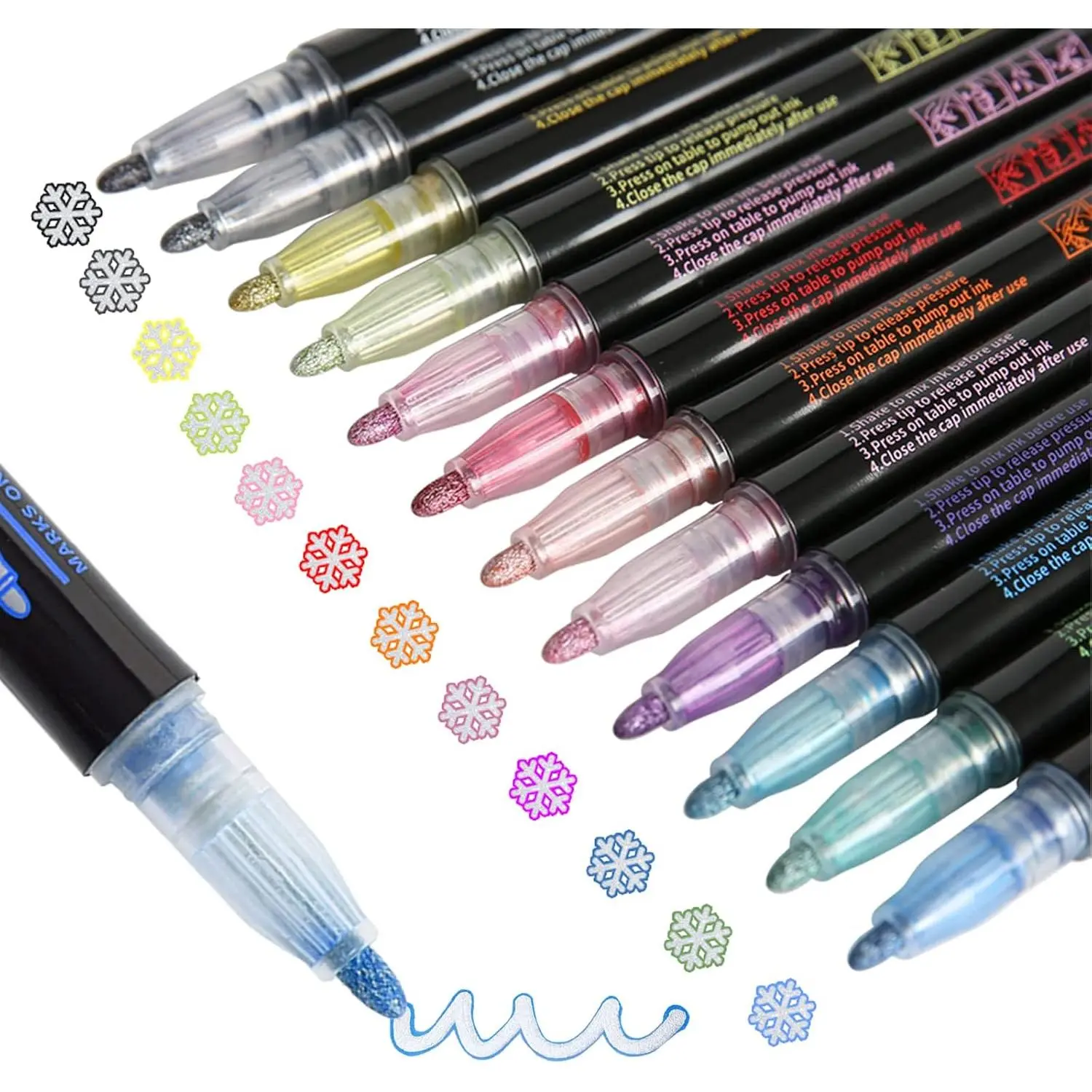 12-Piece Shimmer Outline Markers, Glitter Pens Office Writing Supplies for DIY Photo Album, Easter, Valentine's Day, Mother's Day Teen Girl Stocking Stuffers