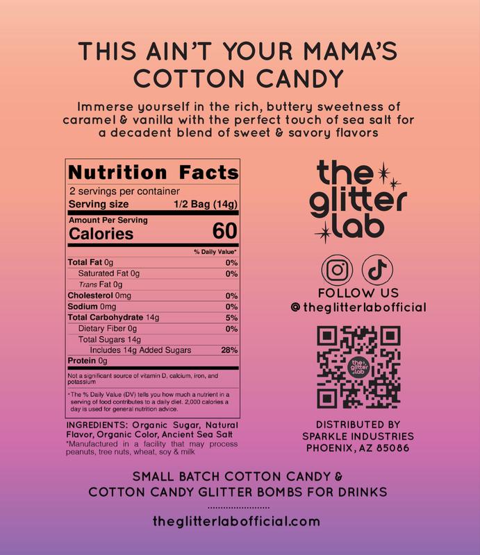 The Glitter Lab Salted Caramel Cotton Candy - Gourmet Handmade in USA - Sweet Buttery Caramalized  Flavor