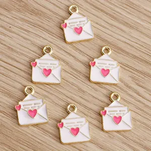 20pcs Enamel Heart Envelope Charms - DIY Jewelry Pendants, DIY Jewelry Making - for Necklaces, Bracelets, Earrings, Keychains, Craft Accessories