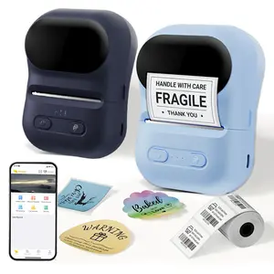 Mini Thermal Label Printer with 1 Roll 50x60mm Paper, Home Office Clothing Supermarket Jewelry Food Industry, Android iOS Compatible